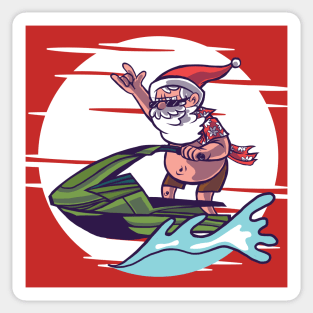 Jet Ski Santa Cartoon Sticker